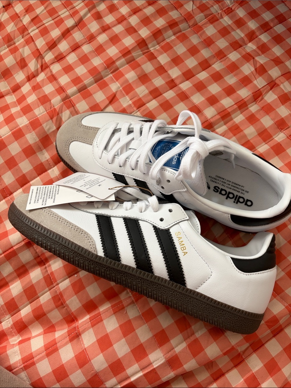 adidas Samba White Black with Taupe Suede Toe Sneakers